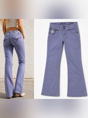 Miss Me Bootcut Jeans Lavender Dusty Blue Embellished Low Rise 26 Y2K Western
